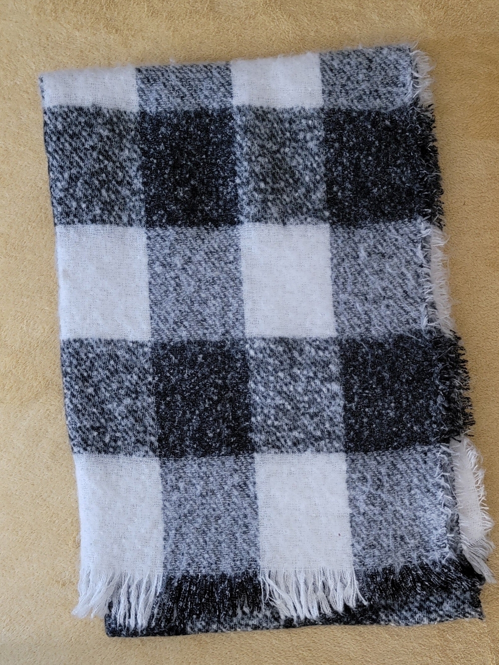 Black & White Plaid Women's Scarf Wrap